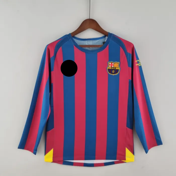 Barcelona Home Long Sleeve Retro Jersey UCL Final 2006